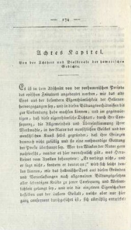 Achtes Kapitel. Von der Ächtheit und Diaskeuase der homerischen Gedichte