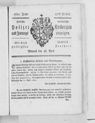 17tes Stück., Ausgabe vom 26. April 1780