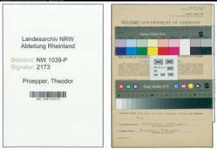 Entnazifizierung Theodor Proepper , geb. 26.08.1909 (Studienrat)