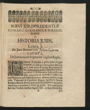 Caput I. De Iuretempore Regum seu Legibus Regiis.