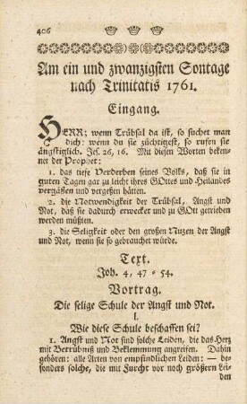 Am ein und zwanzigsten Sontage nach Trinitatis 1761