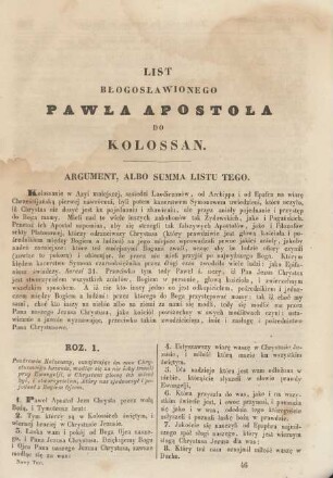List blogoslawionego Pawla Apostola do Kolossan
