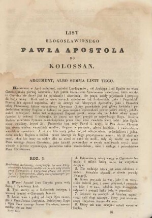 List blogoslawionego Pawla Apostola do Kolossan