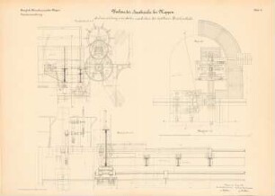 Hasebrücke, Meppen Umbau: Senkvorrichtungen des drehbaren Brückenteils: Aufsicht, Schnitte 1:10