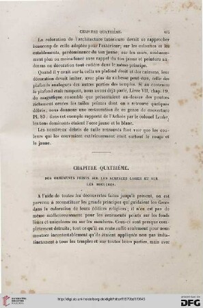Chapitre quatrième. Des ornements peints sur les surfaces lisses et sur les moulures