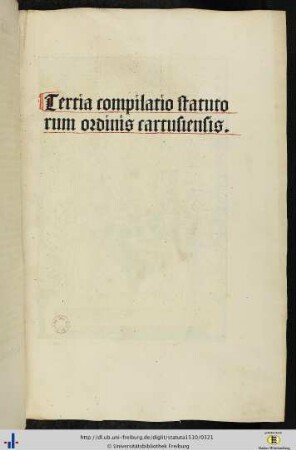 Tertia compilatio statutorum ordinis cartusiensis.
