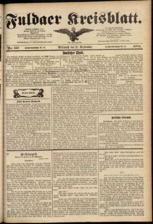 Erste Ausgabe vom Mittwoch, den 21. September 1904.