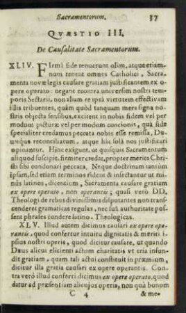 Quaestio III. De Causalitate Sacramentorum.