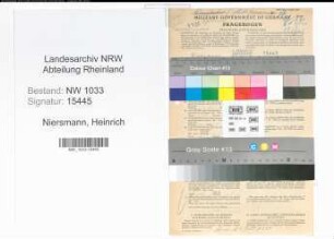 Entnazifizierung Heinrich Niersmann , geb. 18.09.1892 (Polizeibeamter)