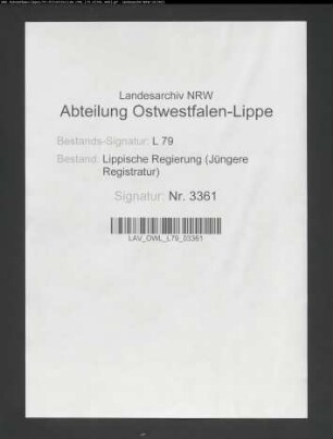 Kommunalwegebau im Amt Sternberg-Barntrup - Generalia -, Band 18