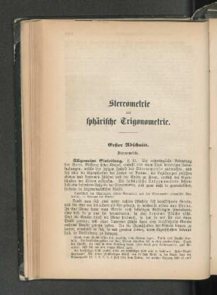 Stereometrie und sphärische Trigonometrie.