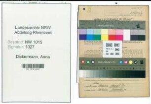 Entnazifizierung Anna Dickermann , geb. 11.09.1904 (Verkaeuferin)