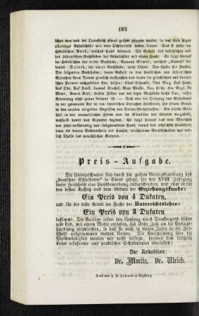 Preis-Aufgabe