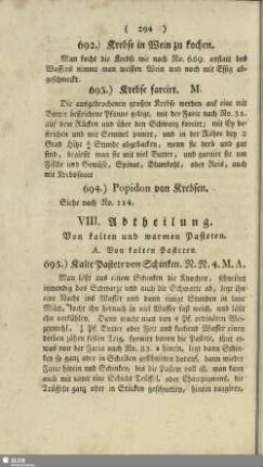 VIII. Abtheilung. Von kalten und warmen Pasteten