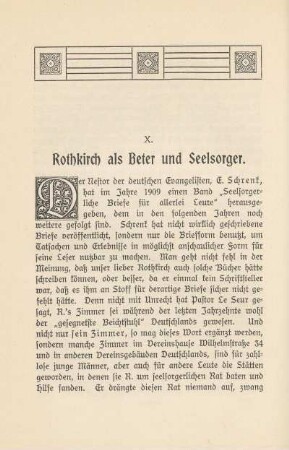 X. Rothkirch als Beter und Seelsorger