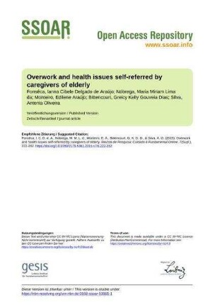 Overwork and health issues self-referred by caregivers of elderly