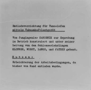 Neue technische Einrichtung, Textblatt