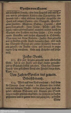 Von Fasten-Speisen ins gemein. Biberschwantz