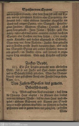 Von Fasten-Speisen ins gemein. Biberschwantz