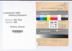 Entnazifizierung Konrad Simons , geb. 10.02.1913 (Jugendpfleger)