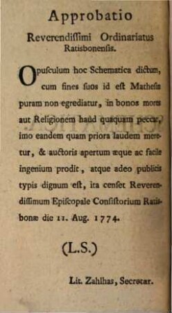 Cursus Biennalis Philosophiae Et Matheseos Universae. [6], [Schematica]