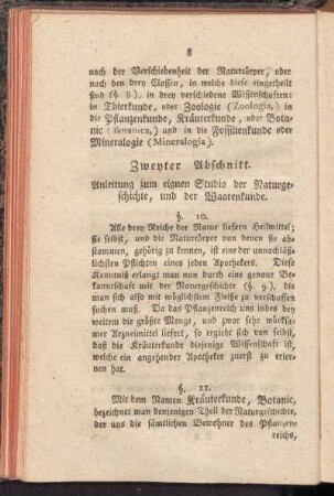 Zweyter Abschnitt. Anleitung zum eigenen Studio der Naturgeschichte, und der Waarenkunde