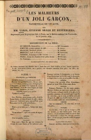 Les malheurs d'un joli garçon : Vaudeville en un acte
