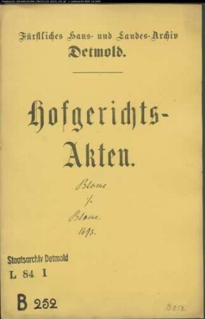 Blohme, Katharina Ilsabein gegen Witwe Blohme, ihre Muter - Schuldforderung