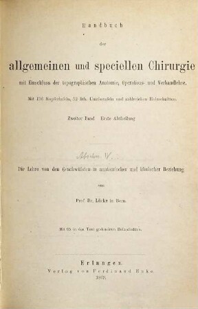 Die Lehre von den Geschwülsten in anatomischer und klinischer Beziehung