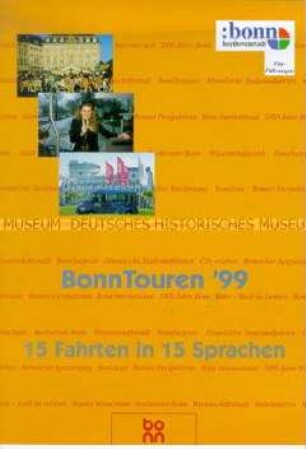 Werbeprospekt für Stadtrundfahrten und Tourismus-Programme der Stadt Bonn