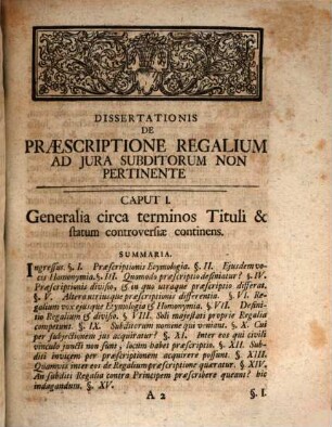Dissertatio Juridica De Praescriptione Regalium Ad Jura Subditorum Non Pertinente