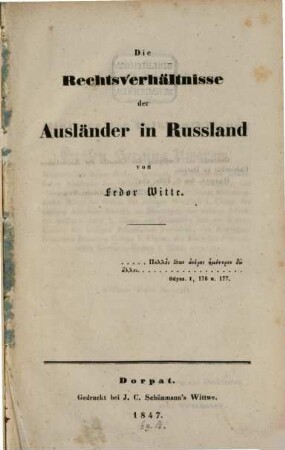 Die Rechtsverhältnisse der Ausländer in Rußland