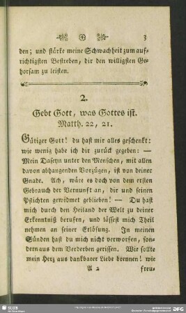 2. Gebt Gott, was Gottes ist. Matth. 22, 21