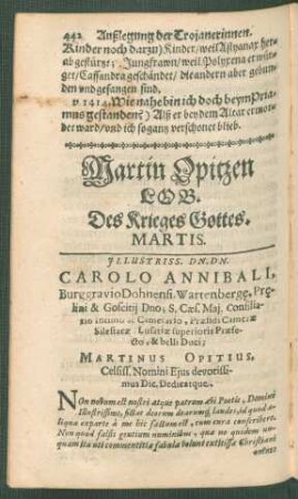 Martin Opitzen Lob. Des Krieges Gottes. Martis.