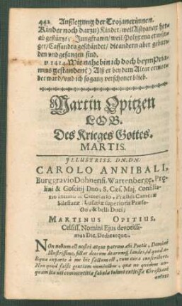 Martin Opitzen Lob. Des Krieges Gottes. Martis.