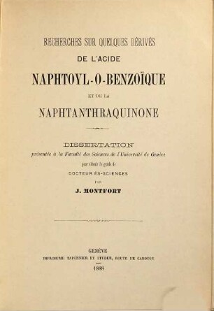 Recherches sur quelques dérivés de l'acide naphtoyl-o-benzoique et de la naphtanthraquinone