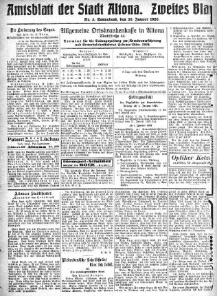 Nummer 5. Zweites Blatt. : Sonnabend, den 30. Januar 1926