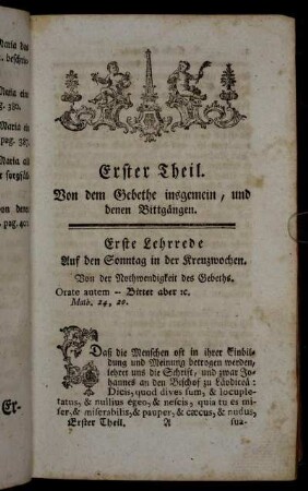 Erster Theil. Von dem Gebethe insgemein, und denen Bittgängen.