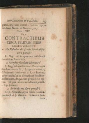 Caput XIX. De Contractibus Circa Feudum Inire Licitis Vel Non.