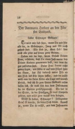 Der Amtmann Herbert an den Förster Gebhard.