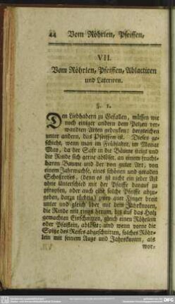 VII. Vom Röhrlen, Pfeiffen, Ablactiren und Lateriren