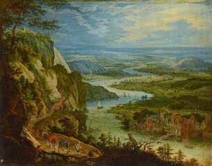 Felsiges Flusstal mit einem Kirchdorf