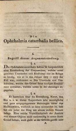 Die Augenentzündung unter den Truppen 1813 und 1815 : oder die Ophthalmia catarrhalis bellica nosologisch-therapeutisch abgehandelt