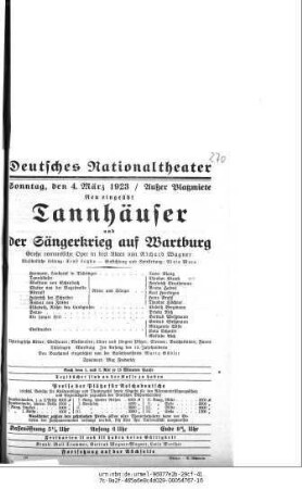 Tannhäuser und Der Sängerkrieg auf Wartburg