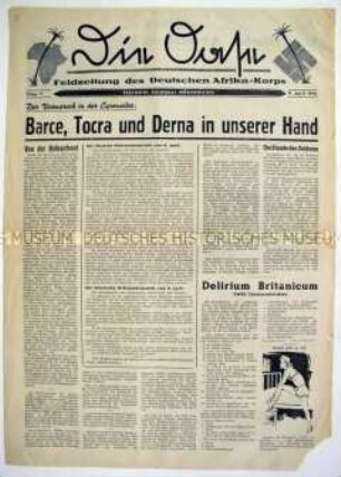 Feldzeitung des Deutschen Afrika-Korps "Die Oase" zum Vormarsch der Wehrmacht in Griechenland