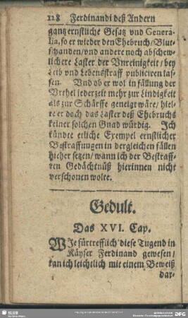 Gedult. Das XVI. Cap.