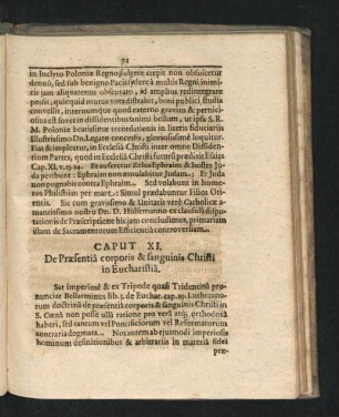 Caput XI. De Praesentia corporis & sanguinis Christi in Eucharistia.
