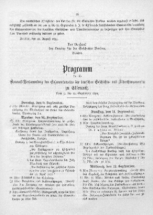 Programm für die General-Versammlung des Gesammtvereins der deutschen Geschichts- und Alterthumsvereine