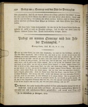 [60.] Predigt am neunten Sonntage nach dem Feste der Dreieinigkeit. - [65.] Predigt am vierzehenten Sonntage nach dem Feste der Dreieinigkeit.