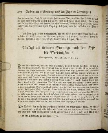 [60.] Predigt am neunten Sonntage nach dem Feste der Dreieinigkeit. - [65.] Predigt am vierzehenten Sonntage nach dem Feste der Dreieinigkeit.